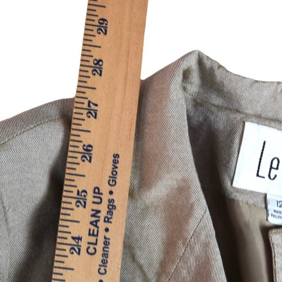 Le Suit Blazer Oatmeal Khaki Size 12 Safari Pockets - Picture 7 of 9